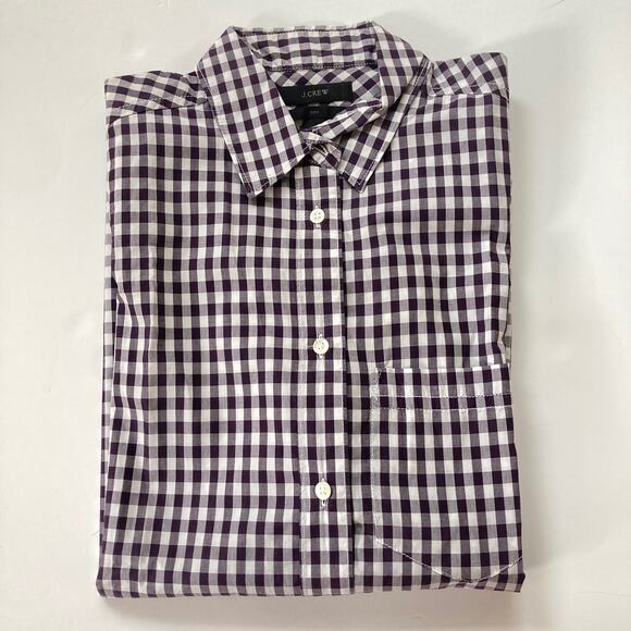 J.CREW Tops - J.Crew Purple Gingham Boy Shirt Size 00